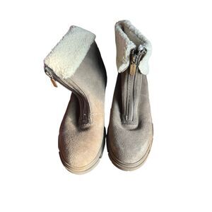 Blondo Plaka Waterproof Faux Fur Boot Dark Taupe Bootie, Size 7